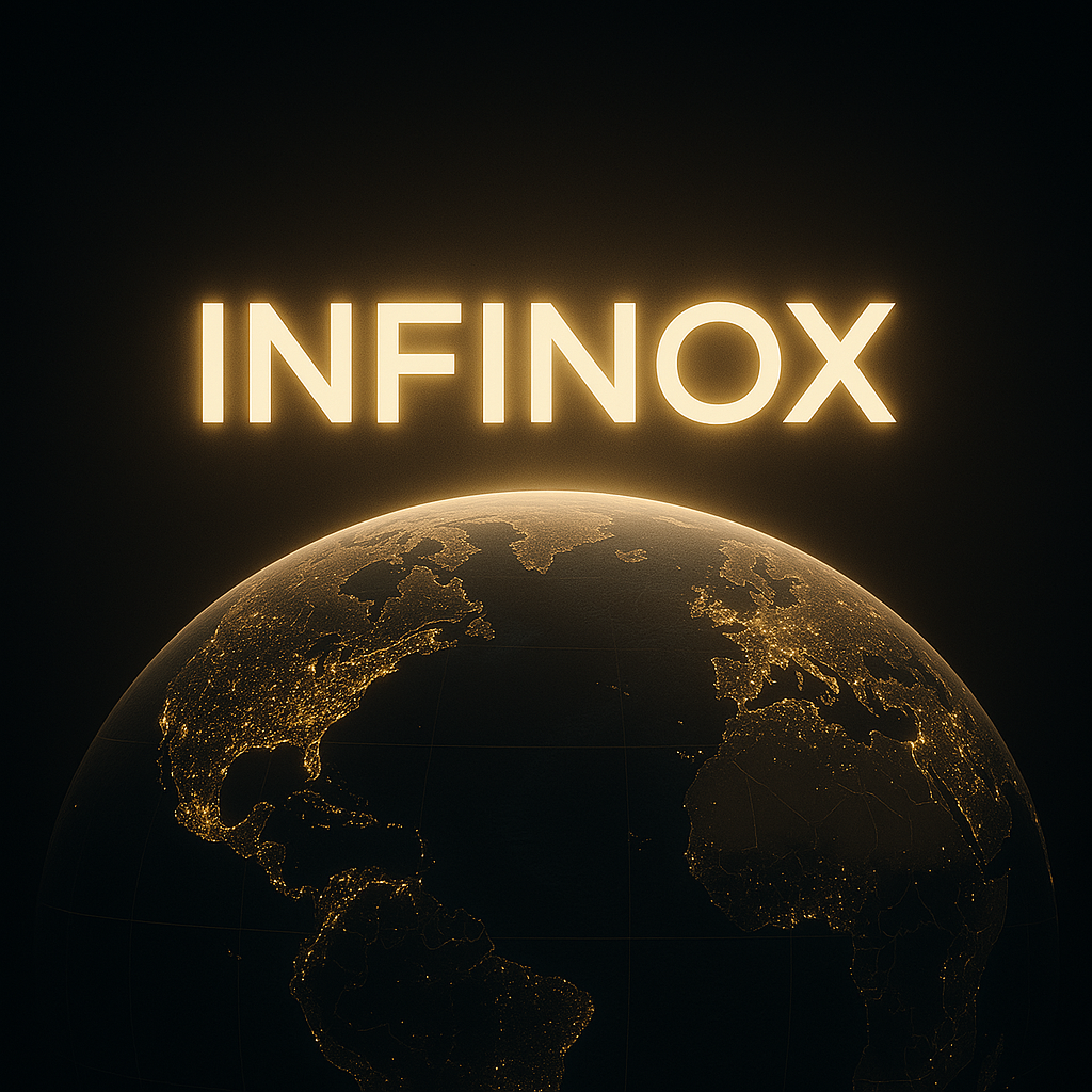 우주에서 바라본 지구와 infinox 로고